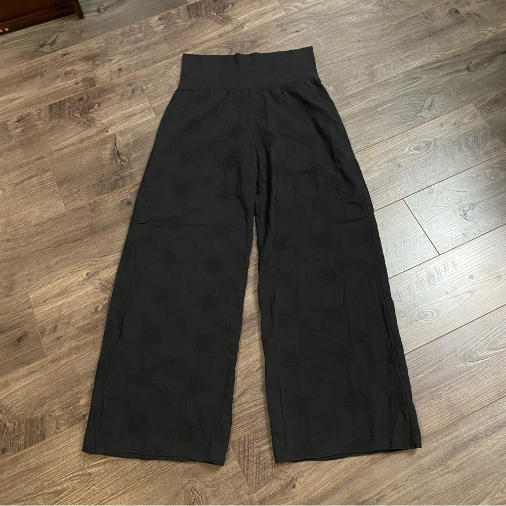 Vintage Hard Tail wide leg pants fold over waist lined 100 cotton embossed print